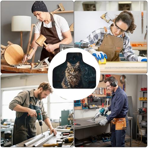 Delantal de trabajo con diseño de gato y bolsillos ajustable miniatura 6