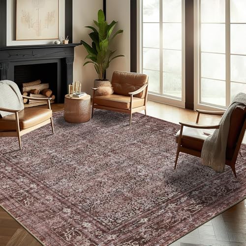 CHAMPLANT Washable Area Rug 10'x14' Boho Design Non-Shedding Easy Care Ideal for High Traffic Areas in Living Room Bedroom Office Coffee Table Kitchen Large Carpet by CHAMPLANT - Used condition - US$111.52