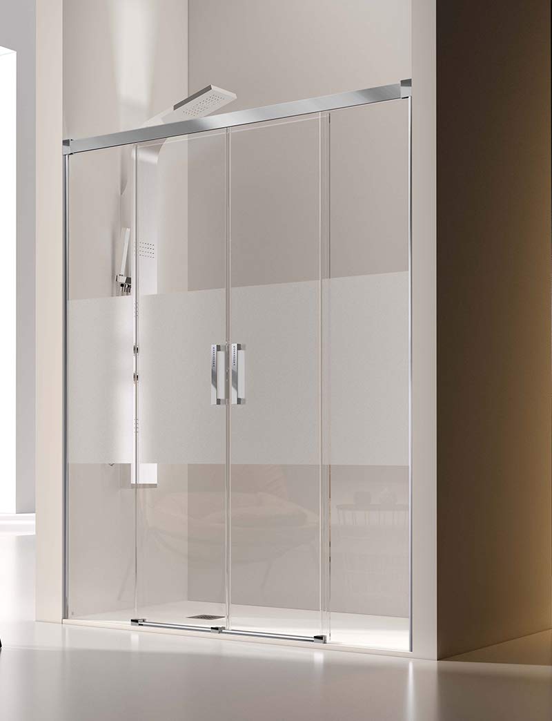 Mampara de Ducha Frontal- 2 Hojas Fijas y 2 Puertas Correderas- Cristal de Seguridad de 6 y 8 mm - Modelo Glase 4 N (136-140 cm)