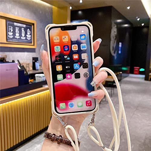 Coque iPhone 14 Plus silicone blanc housse antichoc à cordon - 6