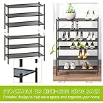 BMOSU 3-Tier Bamboo Shoe Rack Premium Stackable Shoe Shelf Storage Organizer for Hallway Closet Living Room Entryway Organizer(Black) - Image 5