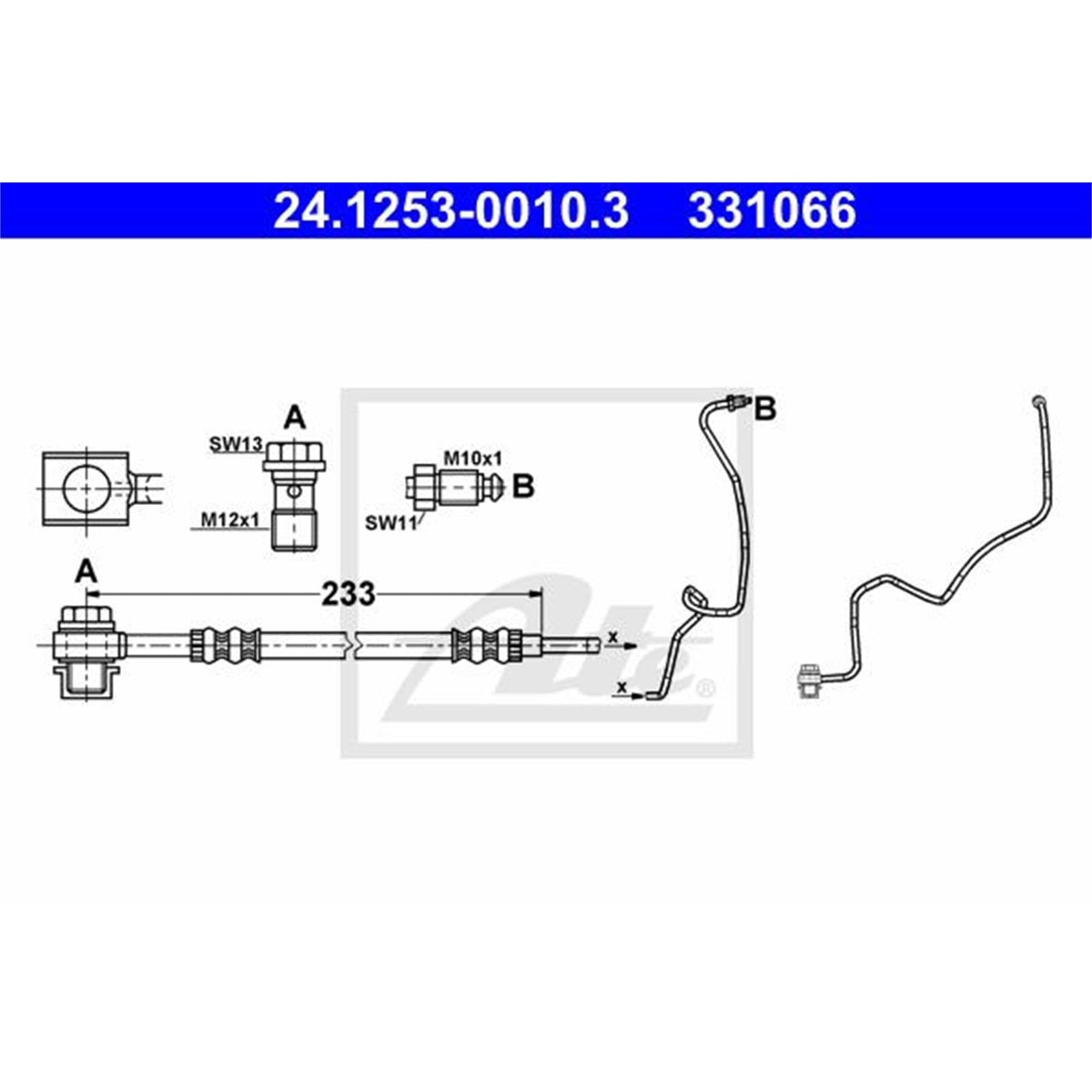 2X ATE Bremsschlauch hinten | 24.1253-0010.3 + 24.1253-0020.3 für A3 Golf 4 Bora Leon Octavia