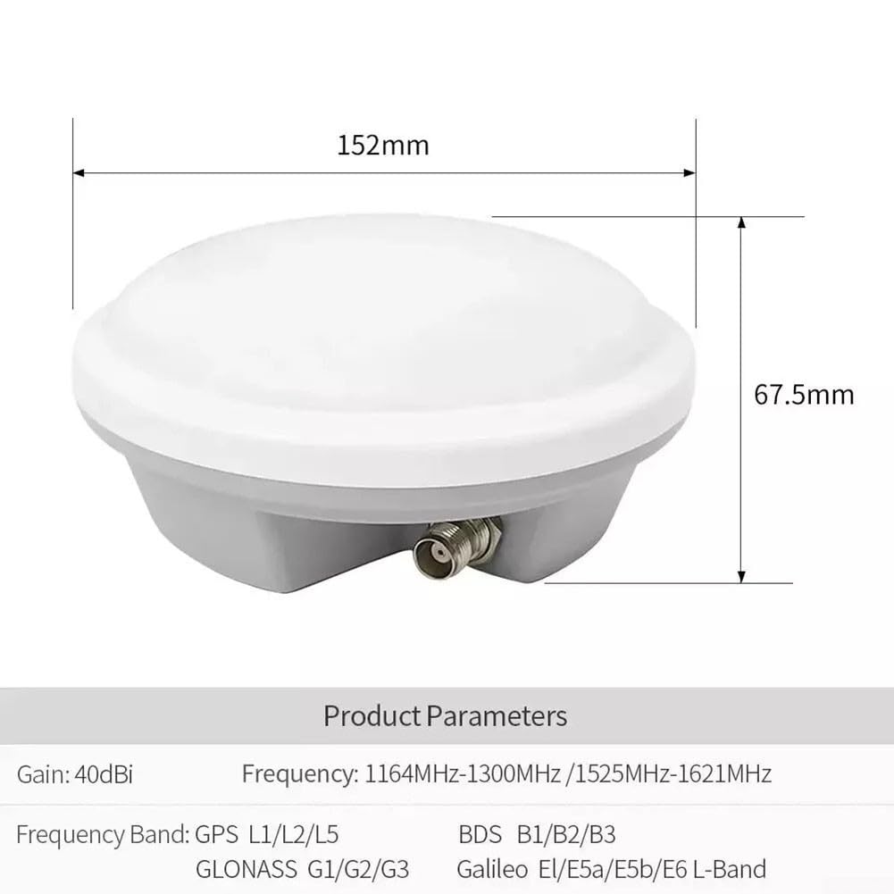 GNSS Antenne de mesure | AG-35H pleine fréquence pour GPS Glonass pour Galileo BDS | Antenne récepteur haute précision avec base magnétique, blanc (TNC-SMA)