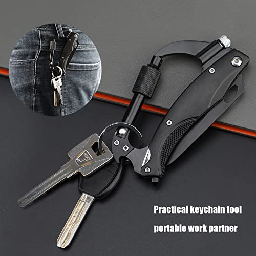 Foxmox Multitool Carabiner Folding Knife,Edc Carabiners Keychain,Led Flashlight,Folding Pocket Knives,Screwdrivers,Glass Breaker And Bottle Opener,Survival Gear For Outdoor Camping Hiking For Men #TOP4