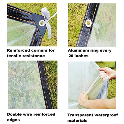 Abrotain Plastic Sheeting Drop Cloths Clear Tarp 6 Mil Thick 6'6"X10' Waterproof Greenhouse Plastic Sheeting Polyethylene Film Covering Plastic Cover For Garden Plants Prevent Wind Rain And Snow #TOP2