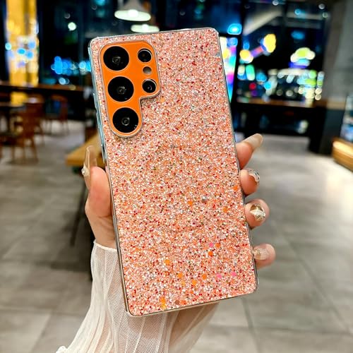 Coque brillante Samsung S23+ orange antichoc rigide avec pare-chocs plaqué