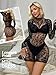 Buitifo Woman Sexy Lingerie Dress Fishnet Bodycon Mini Dresses Stripper Outfit Mesh Chemise Babydoll (BlackBW,M)