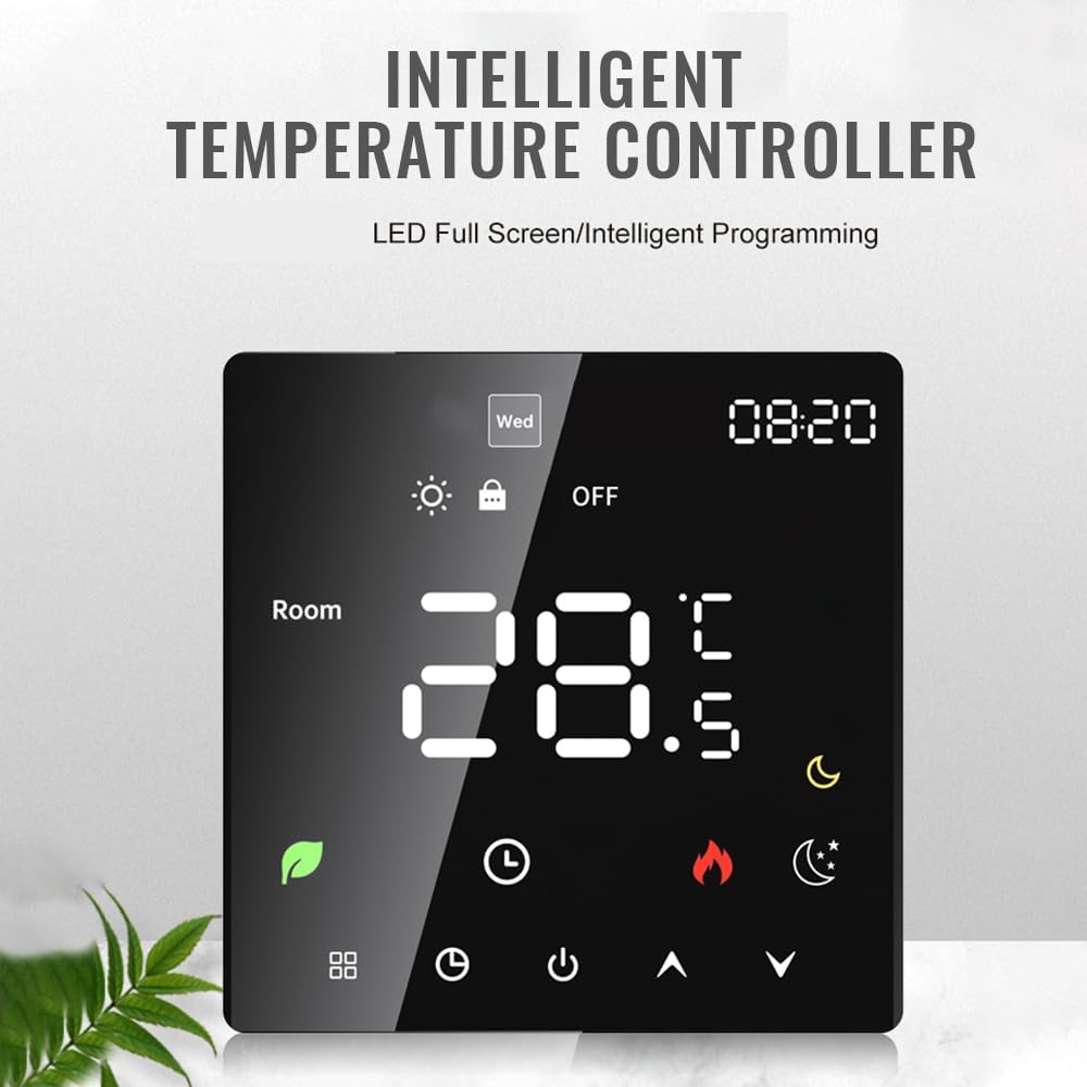 Termostato de Calefacción por Suelo Radiante, Termostato de Ambiente, Termostato de Calefacción, Eléctrico Inteligente, WiFi, Pantalla Táctil, Control por (Calefacción eléctrica