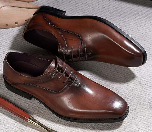 Santimon Mens Modern Essentials Cap Oxfords Formal Dress Suit Shoes Men's Fashion Genunie Leather Derby Prom Wedding Business Causal Tuxedo Shoes for Men3