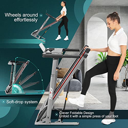 Image of Treadmill with Desk Workstation & Incline & Adjustable Height, 300 lb Capacity, Walking Pad Treadmill with Laptop Holder Attachment, Desk Treadmill with Desktop for Home Office