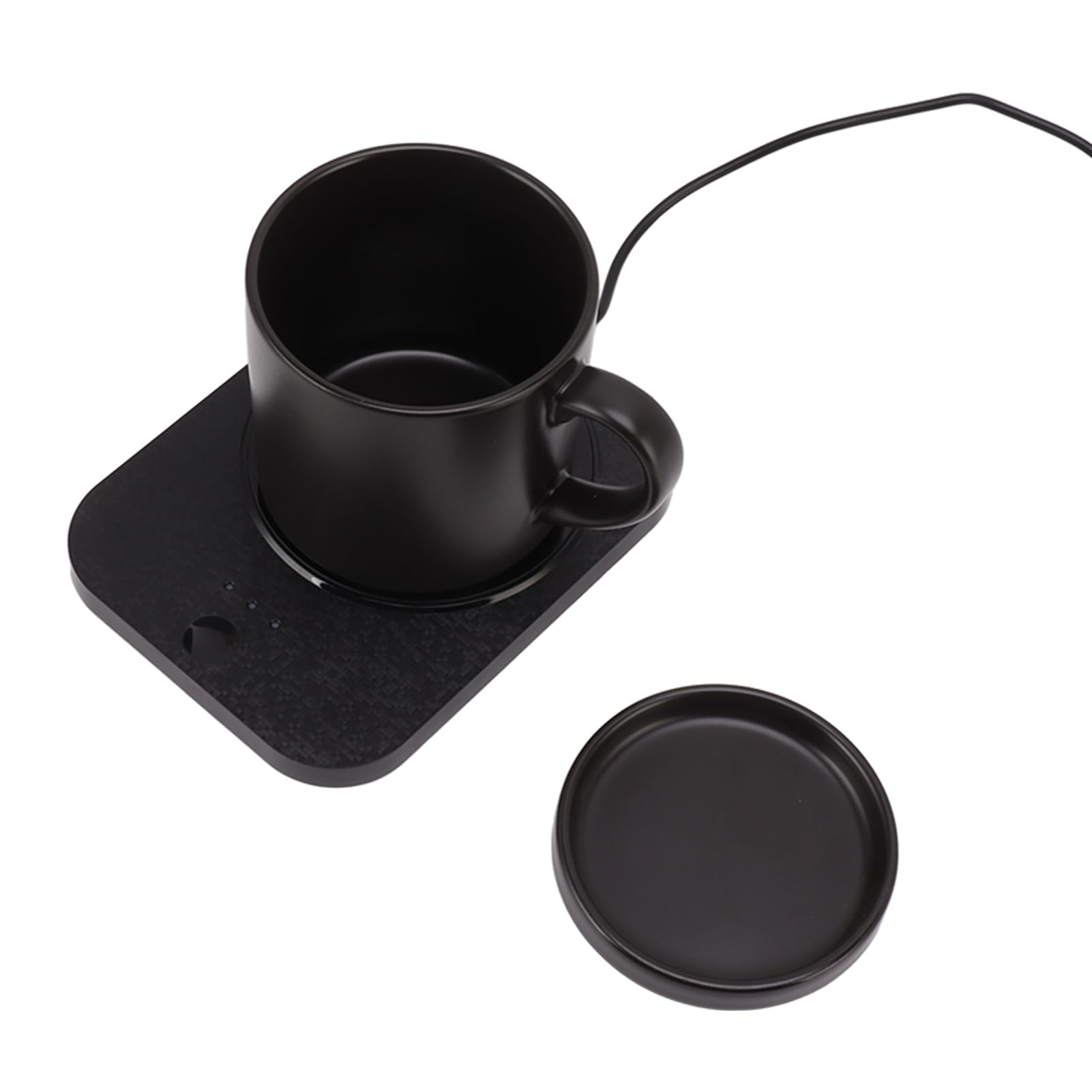Chauffe-Tasse à café Chauffe-Boisson électrique -Tasse de Bureau avec 3 Réglages de Température 50C 55C 60C Arrêt Automatique pour Tasses en Verre Céramique en Acier (Black)