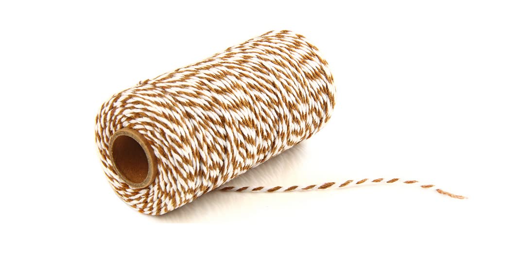 Jo’s “2 Toned Camel & White Cotton Bakers Twine 1 Roll/100meters and Handmade Wedding, Christmas String Cotton Cord Gift Packing for Baking, DIY Craft Projects ETC.