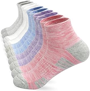 Womens White Trainer Ankle Socks 4-7 Running Sports Socks Anti-Blister Cushioned Moisture Wicking Cotton Walking Socks