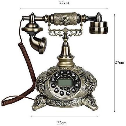 Retro Phone Vintage Phone Telephone- Retro European Resin Button Dial Phone Bronze Rose Decoration