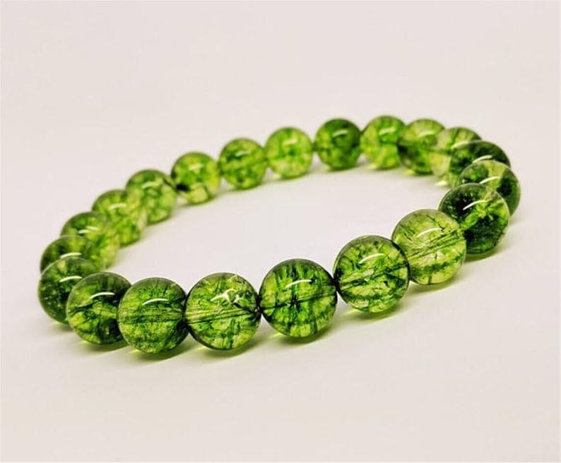 Natural Natural Peridot 8mm rondelle smooth 7inch Semi-Precious Gemstones Beaded Bracelets for Men Women Healing Crystal Stretch Beaded Bracelet Unisex3