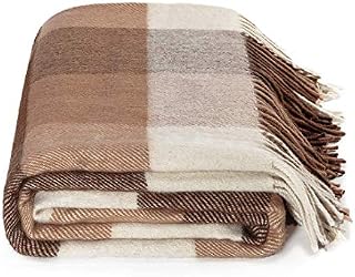 Farridoro Wool Throw Blankets with Tassels 51 Inch with 67 Inch Wool Decorative Throws for Sofas Couch Camping Chair Bed
