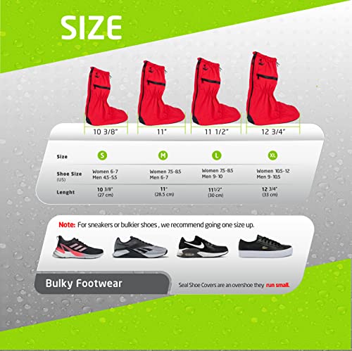 Seal Waterproof Shoe Covers, Reusable Rain Shoe Covers With Slip Resistant Sole & Large Zippers, Rain Mud Snow Shoe Protector Covers For Men & Women (Black Grey, Medium (W 7.5-8.5 / M 6-7)) #TOP7