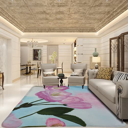 Cherry Blossoms In Bloom Alfombra moderna antideslizante para sala de estar, dormitorio, sala de juegos, pasillo impreso, tapete rectangular para decoración del hogar, alfombra de piso grande, 152 x