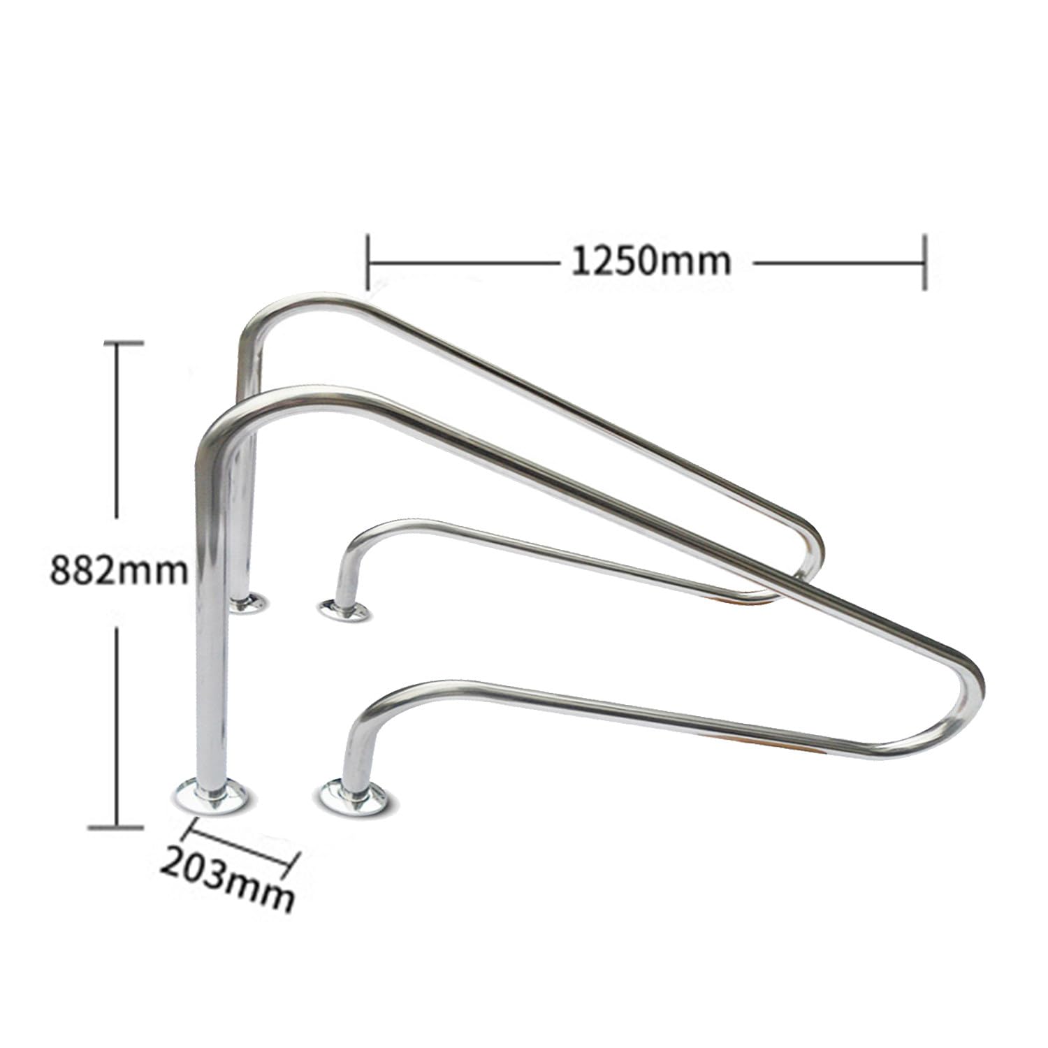 Pool-Handlauf, Pool-Handhaltegriff Aus Edelstahl 304, Schwimmbad-Handläufe Mit Einer Tragfähigkeit Von 250 Pfund Für Bodenschwimmbäder, Thermalbäder, Wasserparks,1pack
