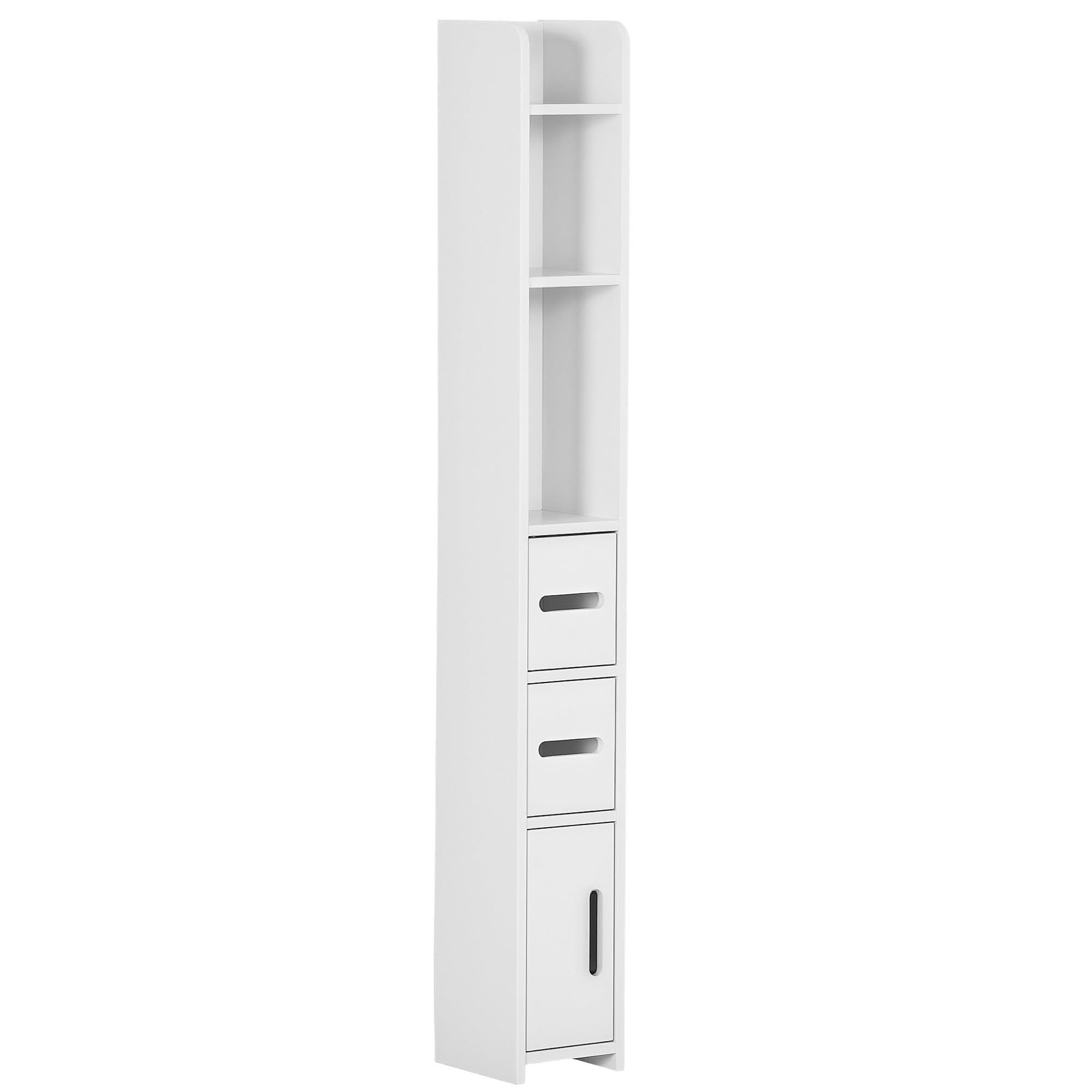 Rackhams White Freestanding Bathroom Cabinet W/ Open Shelves 3 Cupboards,