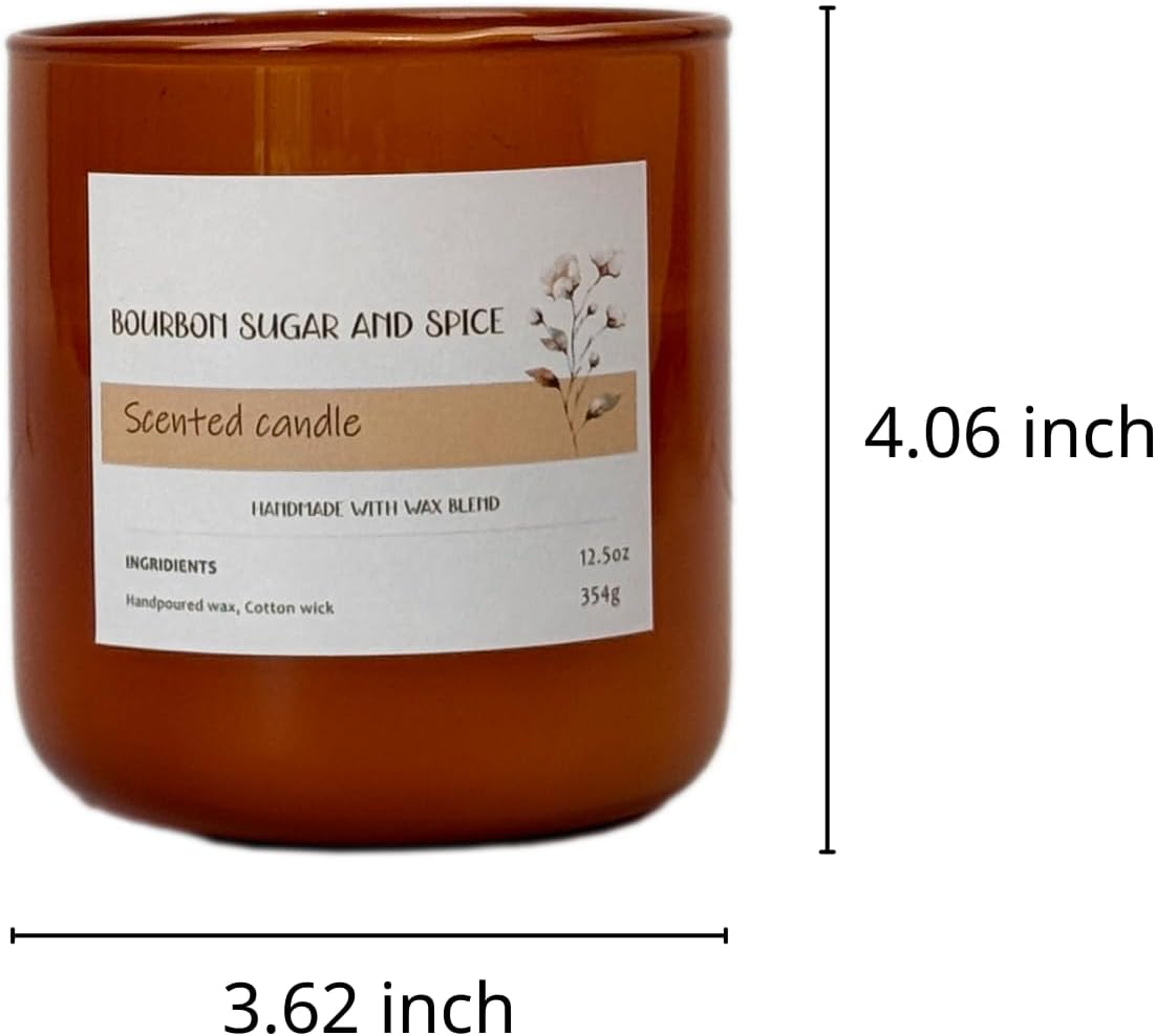 CW Studio Bourbon Sugar & Spice 12.5oz Scented Candle – Handpoured Wax in Color Sprayed Glass Jar, Single Wick Candle for Cozy Home Ambiance & Gift Giving