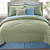 BNF Home Serenta Reversible 10 Piece Comforter Set, King, Green/Deep Teal