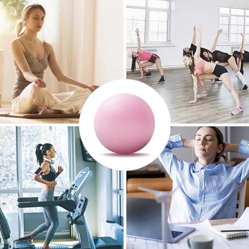 Image of WOVTE Massage Lacrosse Ball for Sore Muscles, Shoulders, Neck, Back, Foot, Body, Deep Tissue, Trigger Point, Muscle Knots, Yoga and Myofascial Release (Pink)