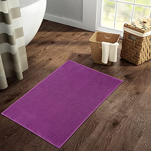 Image of Welspun Premium Bath Mats Small for Hall, Bedroom & Living Room | Solid Design | Anti Skid | High Durability | Stain Resistant | Machine Tufted | (2 x 2 ft Fts, Dark Red)