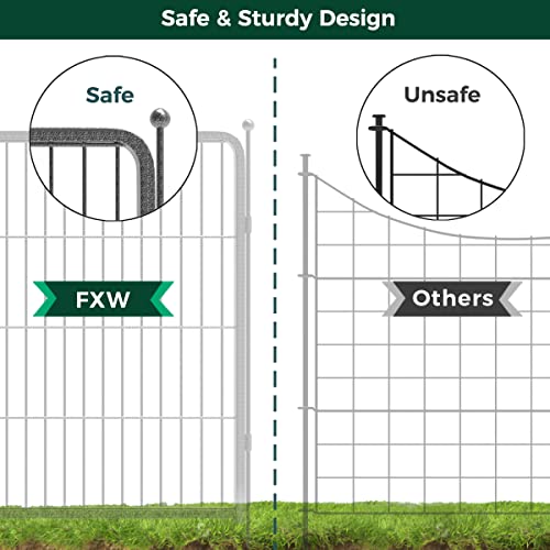 Fxw Metal Fence Panels For Yard 9Ft(L)×32In(H) 4 Packs Decorative Garden Fencing For Dogs Animal Barrier Outdoor For Patio, Silver #TOP2
