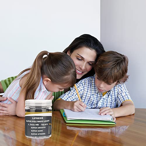 Image of 1.3mm Unbreakable Pencil Refills (740 Pcs), 2 Premium Erasers, Long Lasting HB Pencil Lead for Students & Professionals