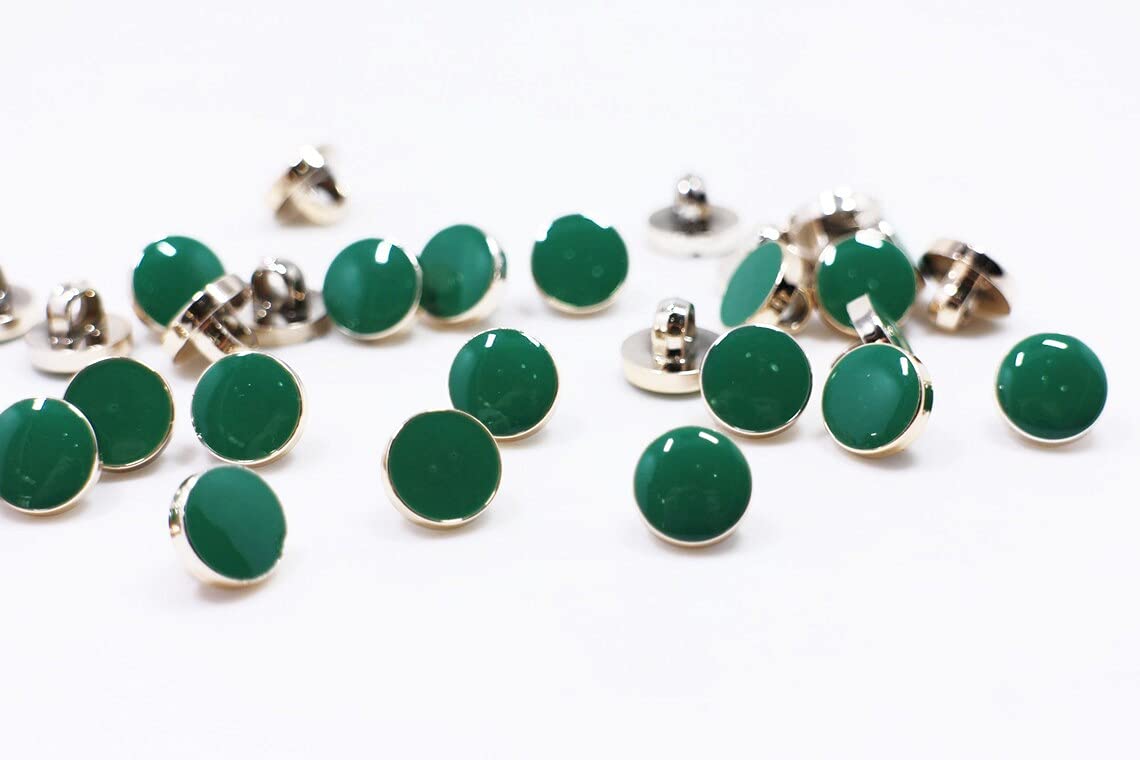 Bhavya Enterprises 20 Pcs. Green and Silver Shank Buttons, Silver Edge Shank Button, Small Shank Buttons, Blouse Shirt Cufflink Button, Suit Jacket Button, 10mm-image-26