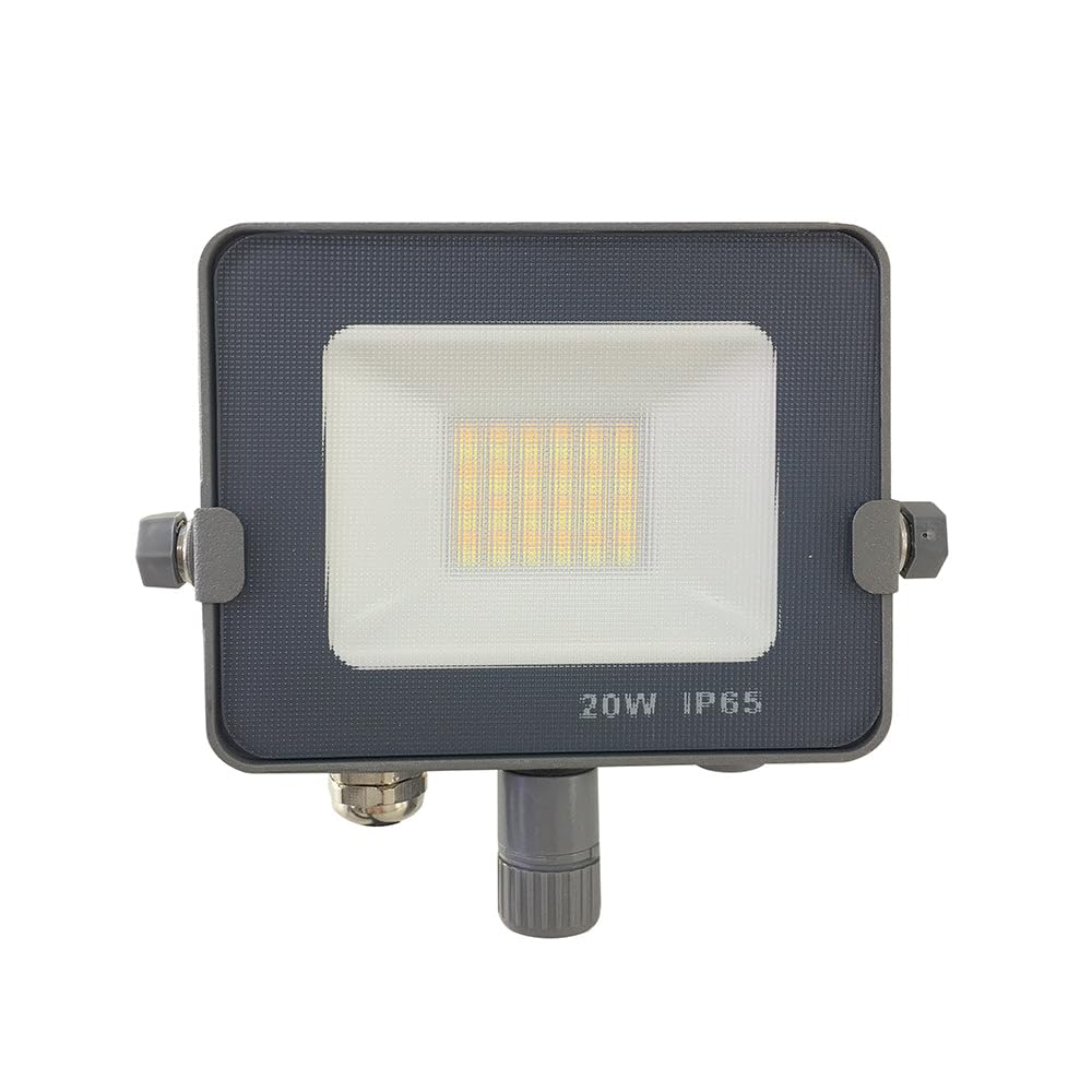 G.W.S® Infinity 20W 1800-2000Lms, Grey Casing Outdoor IP65 Waterproof LED Floodlight, Energy Saving Security Light, Tri-Colour (3000K/4000K/6000K)