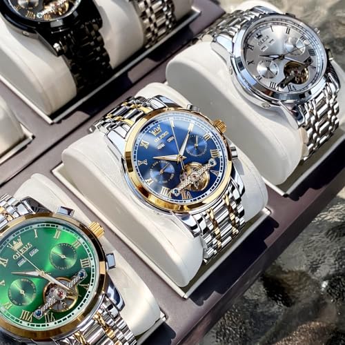 Image of OLEVS Automatic Mens Watch Self Winding Stainless Steel Gold Watch for Men