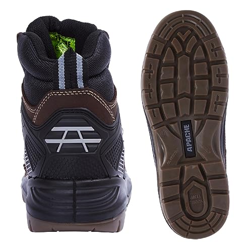 Apache Men's Ranger Safety Hiking Boot | Brown Size 8 UK | Premium Leather Work Shoe | Waterproof and Durable | Steel Toe Cap and Midsole Protection Apache Men's Ranger Safety Hiking Boot | Brown Size 8 UK | Premium Leather Work Shoe | Waterproof and Durable | Steel Toe Cap and Midsole Protection