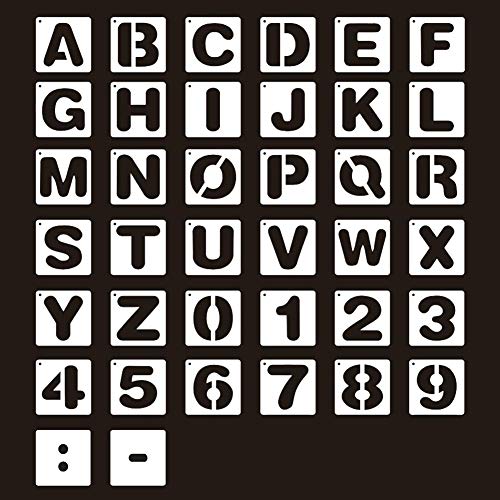 Plantillas de letras,26 letras+10 números+2 puntuación,plantilla de plástico del alfabeto para manualidades diario álbumes de fotos álbumes de recortes agendas proyectos de arte blanco 10 * 10cm Cover