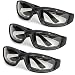 3-Pack Motorcycle Glasses - Foam Padding - Anti-Wind & Dust - Polycarbonate Lens (Clear)