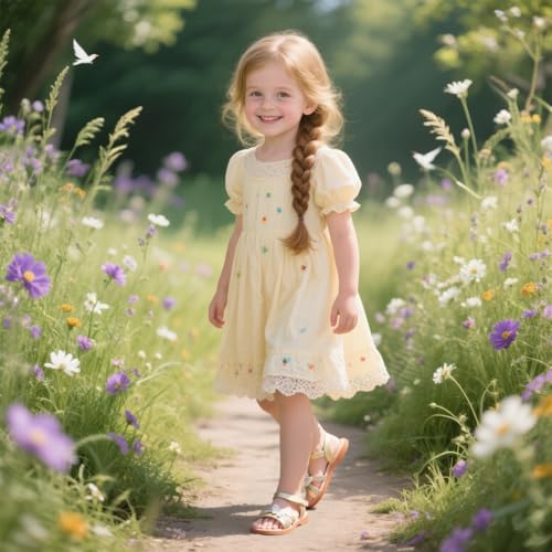 Image of Otter MOMO Girls Open Toe Princess Flat Sandals with Comfort Sole Summer Sandals