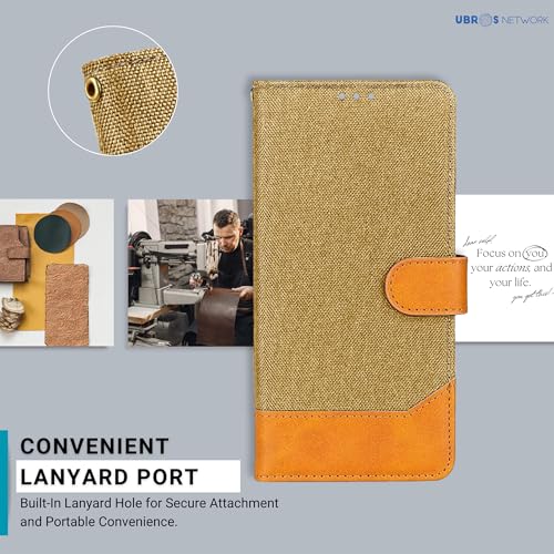 Image of Flip Cover for Samsung A32 5G | Denim & Leather | Luxury Wallet Folio | Two-Tone Design | Shockproof Wallet Style Flip Case for Samsung A32 5G (Light Brown)