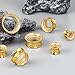 BOKABOO 2pcs Hypoallergenic 16mm(5/8in) Ear Plugs Gauges for Women, Sparkling Full Cubic Zircon Ear Tunnels Gauges Earrings for Wedding, Gold Single Flare Brass Gauges for Ears