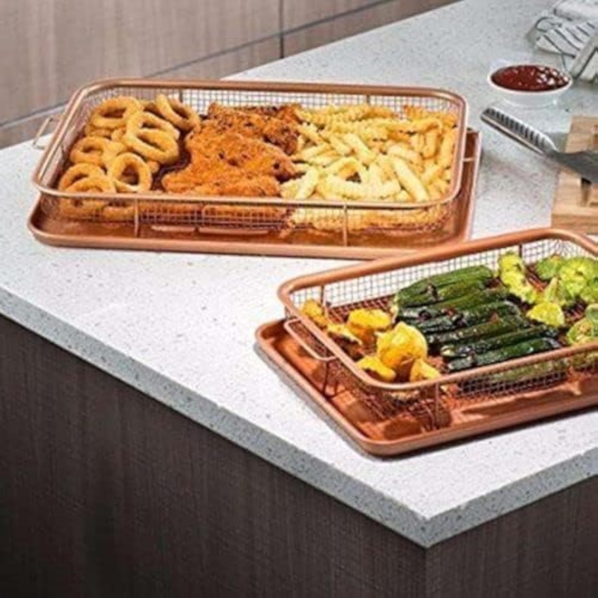 Kitchen Deep-Fried Food Drain Basin with Non-Stick Mesh