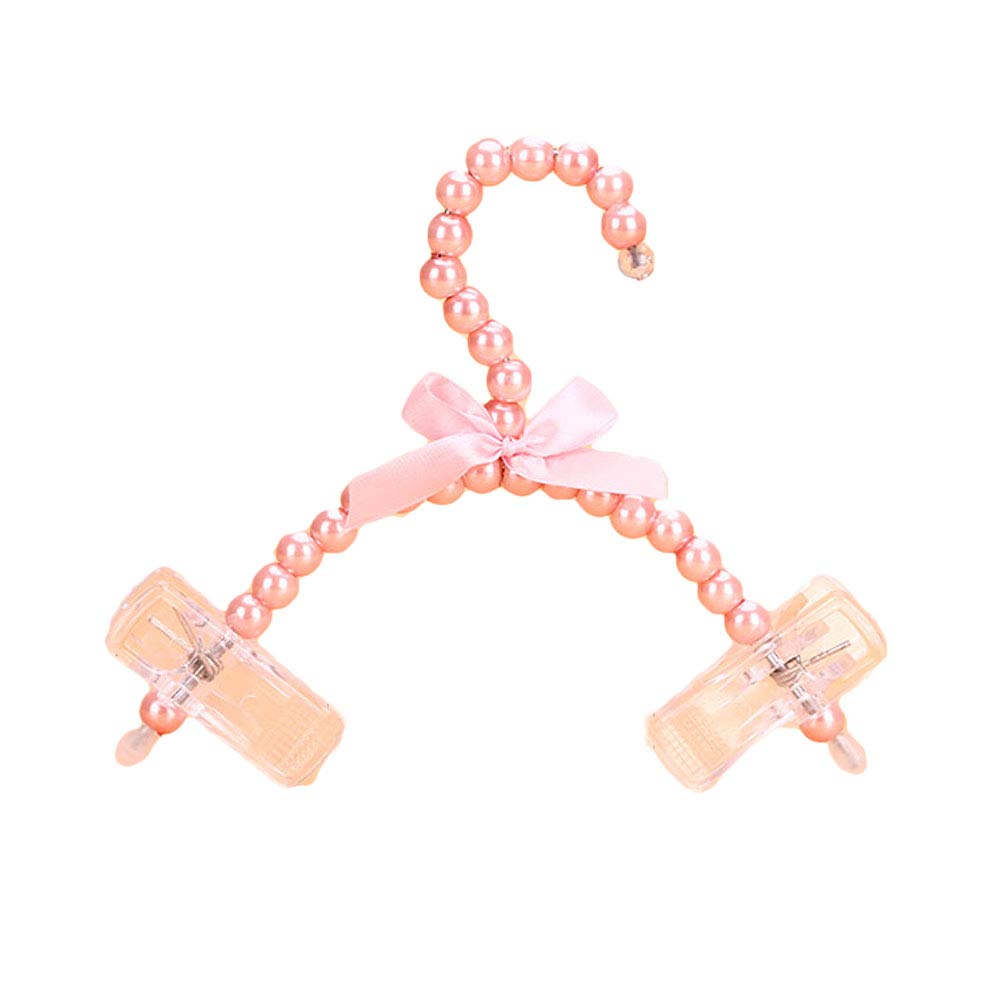 BUUEERR 5 Pack Pearl Beads Metal Elegant Rosette Clothes Hangers for Kids Children Pet Dog (Style A Pink)