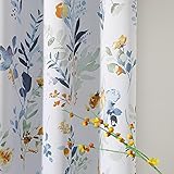 MYSKY HOME Floral Blackout Curtains 63 Inches Long Grommet Thermal Insulated Classic Printed Flower Leaf Window Treatments for Living Room 2 Panels