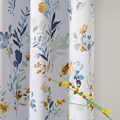 MYSKY HOME Floral Curtains 108 inches Long Living Room Curtains Thermal Insulated Room Darkening Curtains for Dining Room Vintage Classical Floral Printing Drapes, 2 Panels, Yellow and Blue by MYSKY HOME - Used condition - US$34.97
