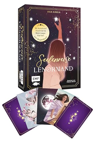 Lenormand-Kartenset: Seelenreise Lenormand: 36 kunstvoll illustrierte Wahrsage-Karten mit Begleitbuch | Edle Box mit Magnetverschluss und Goldfolie