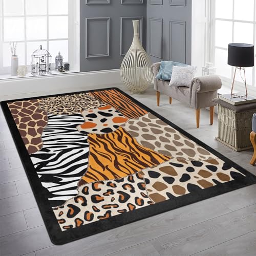 Tapete Abstract Leopard 5'x7' Algodón antideslizante miniatura 5