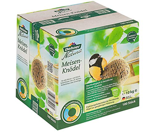 Dehner Natura Wildvogelfutter – 100 Meisenknödel Im Bio-Netz (10 Kg) + 3 Kg Streufutter