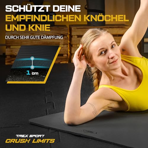 TREX SPORT Gymnastikmatte extra dick und weich | Fitnessmatte 190x80x1cm mit Tragegurt | Yogamatte rutschfest (Black Night)