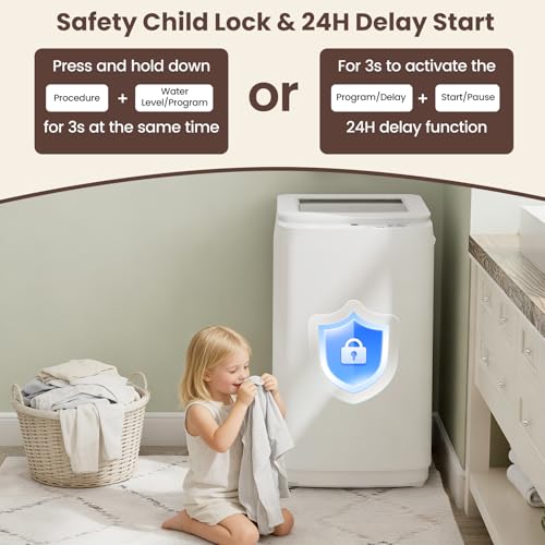 Image of Auertech 14 lbs Portable Washing Machine, Fully Automatic Portable Washer with Glass Lid, 10 Wash Cycles, Compact Capacity Washer and Spin Dryer Combo with Drain Pump for Apartment, Dorm, RV