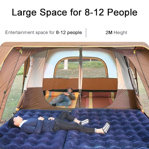 Image of Outdoor Automatic Camping Tent, Waterproof Instant Tent, 2 Rooms Family Cabin Tents, with High Density Mesh, 360 Ventilation from All Sides, for Camping Hiking Mountaineering