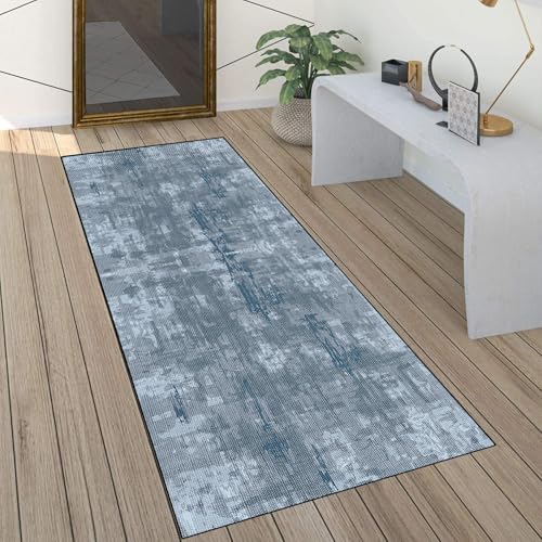 Alfombra de pasillo lavable azul oscuro 50x170 cm 4